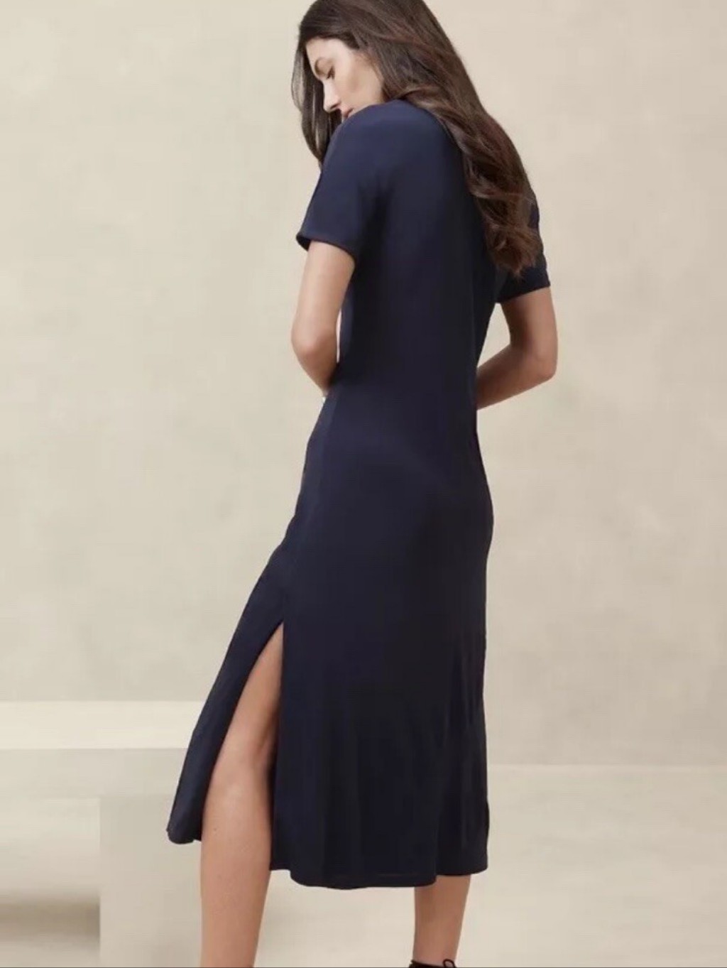 Banana Republic Navy Short Sleeve Maxi Dress Nwt